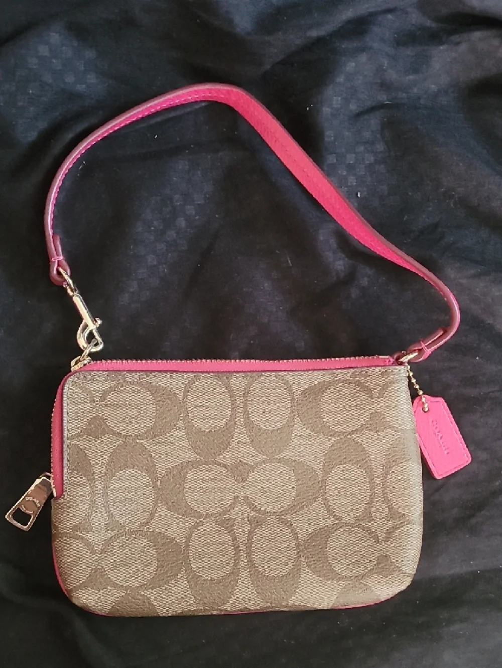 Coach Brown Signature Canvas Crossbody with Pink Trim - Picture 2 of 7